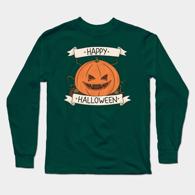 Halloween Pumpkin Long Sleeve T-Shirt by valentinahramov